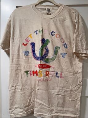 Comfort Colors Cream Graphic Crewneck Tee with Subtle Pastel Print